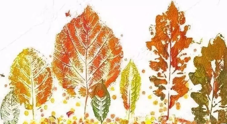 Estampados de hojas otoñales con pintura