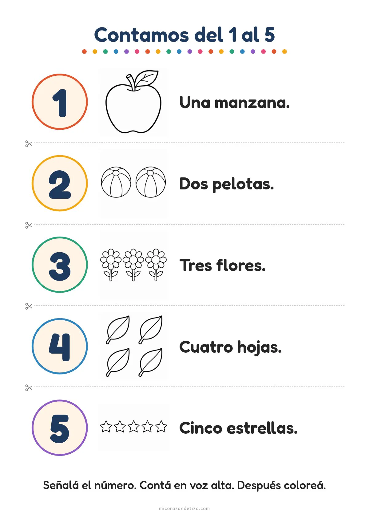 Hoja Contamos del 1 al 5