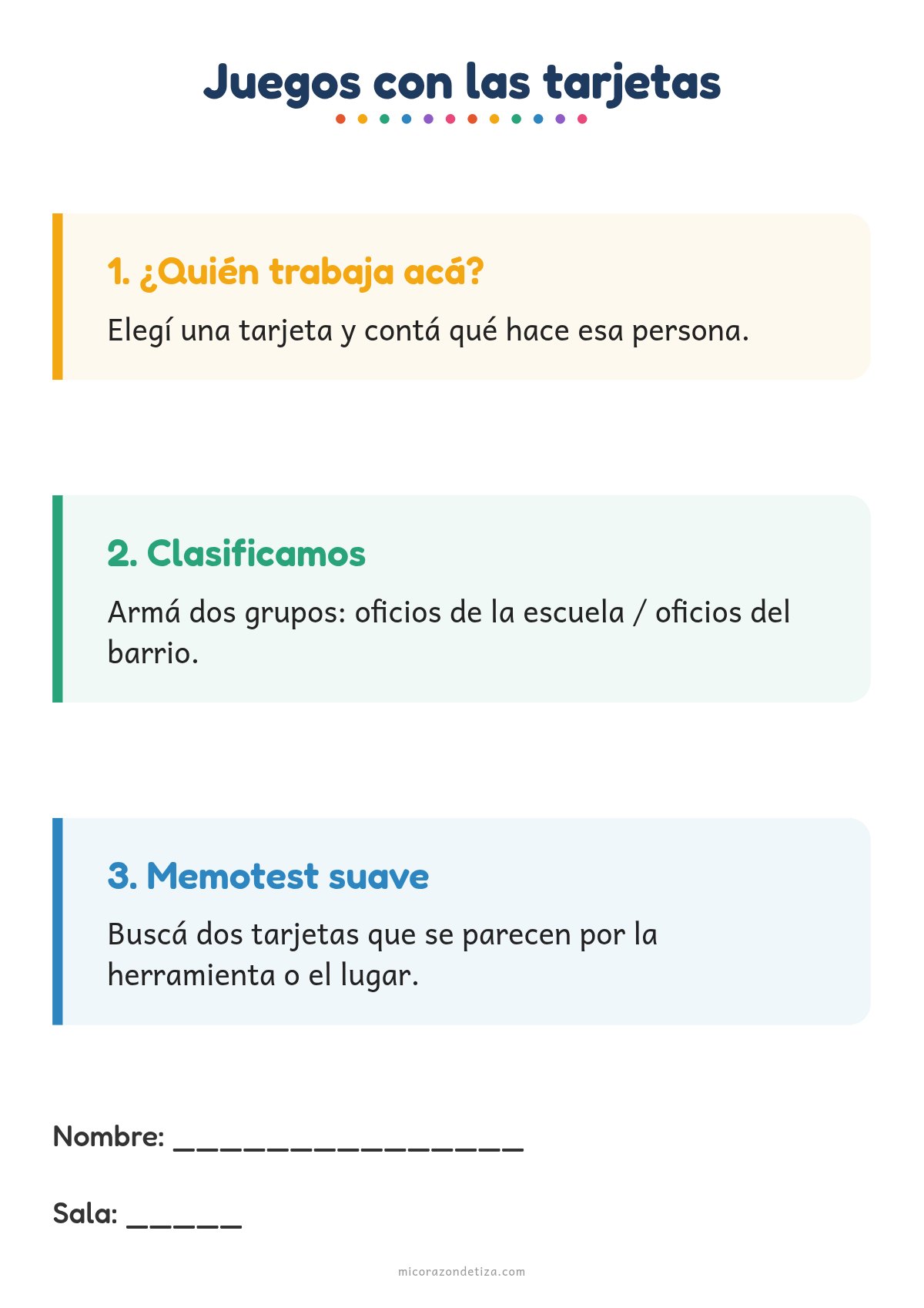 Juegos con tarjetas de oficios hoja 3