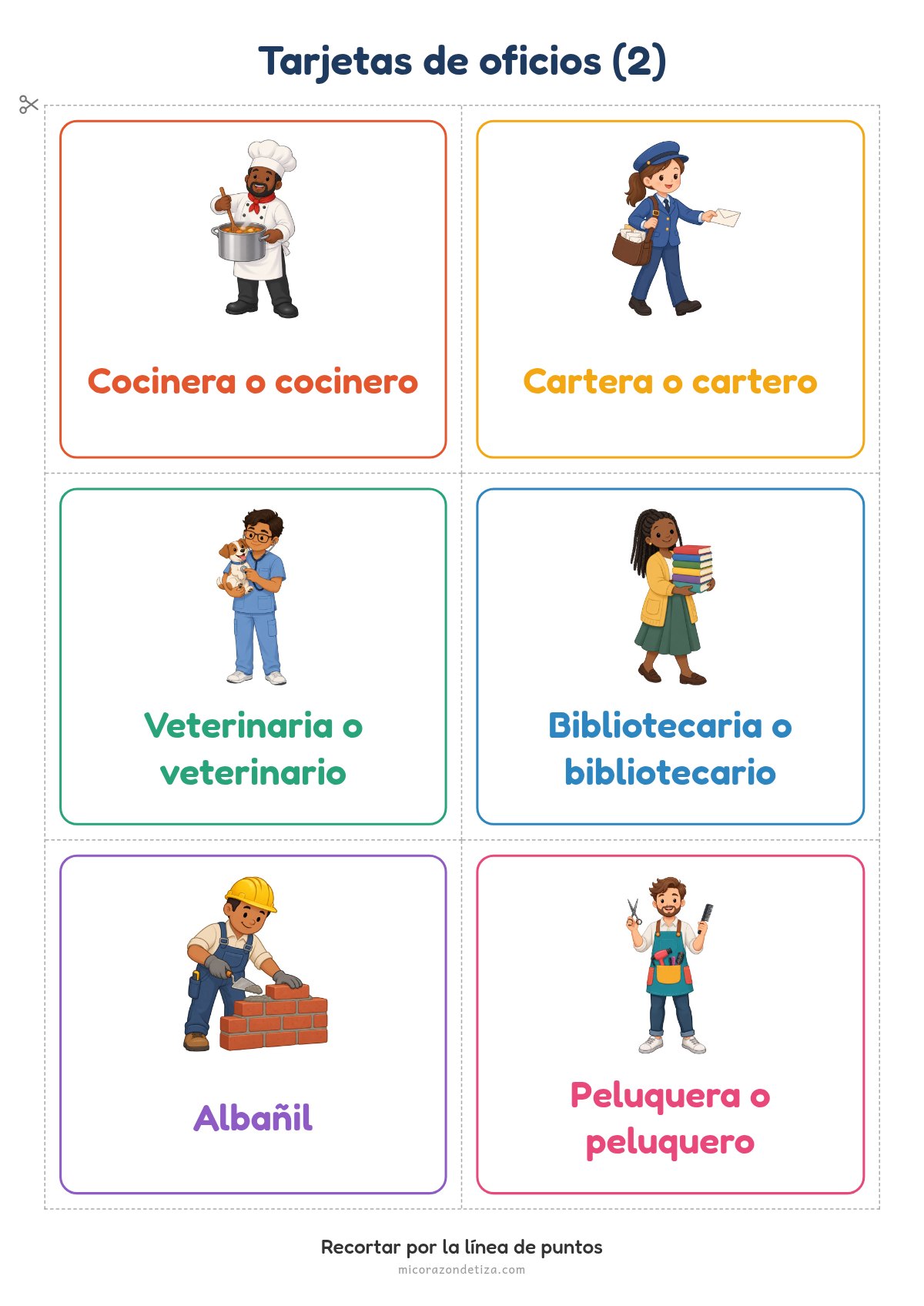 Tarjetas de oficios hoja 2 para imprimir